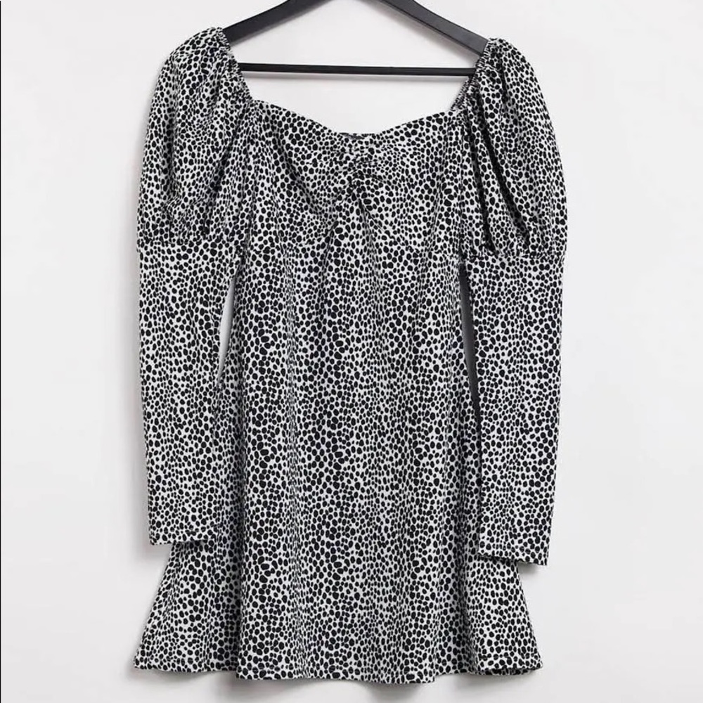 Miss Selfridge dash print puff sleeve mini dress Size 6 NWT